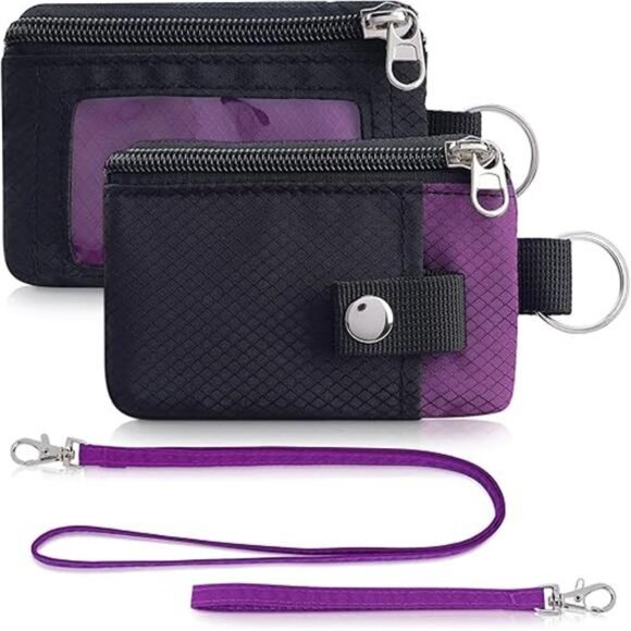 Minimalist Wallet For Mens Womens, Keychain RFID Blocking Zipper Small Wallet - Picture 7 of 7